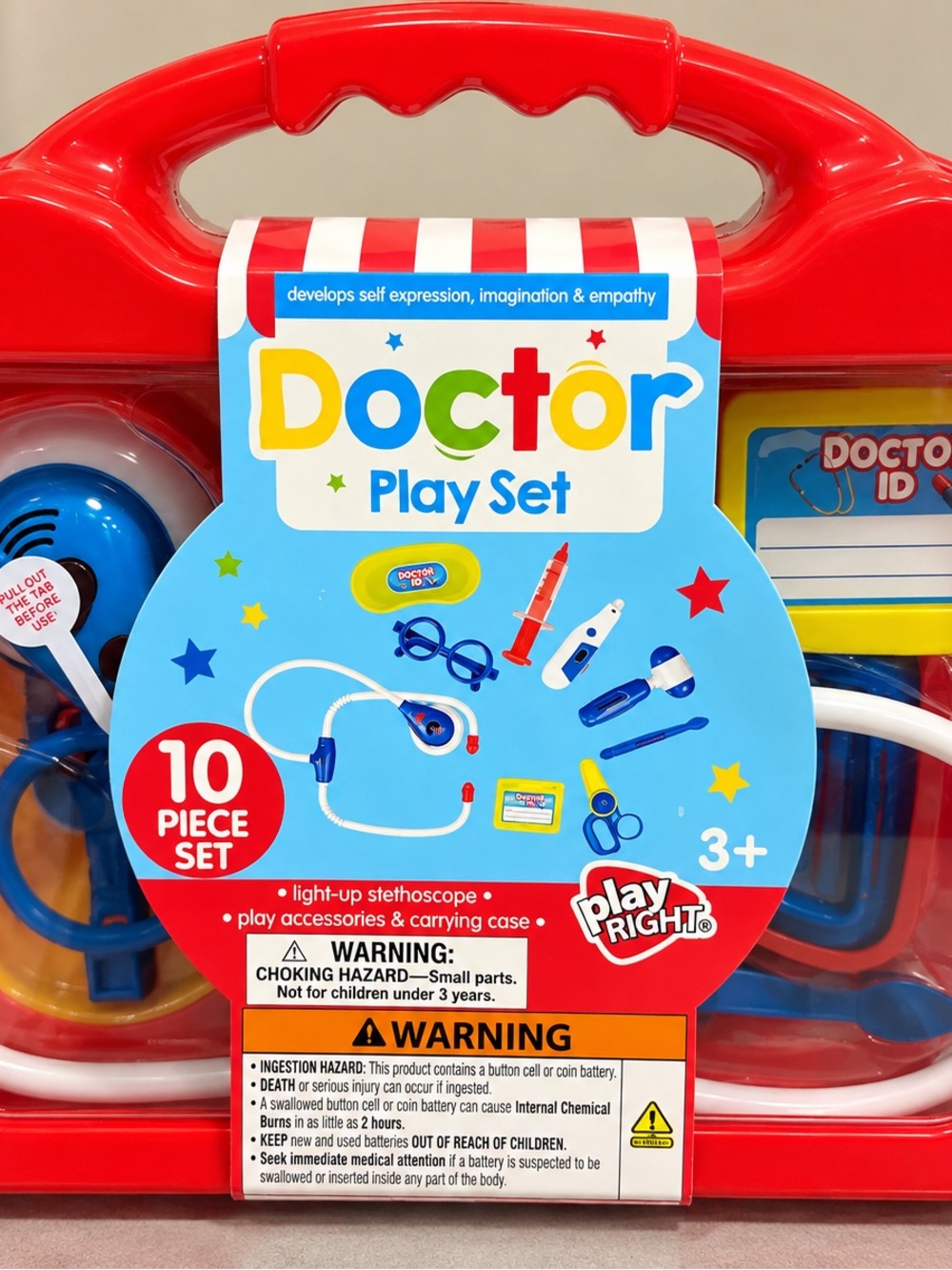 Red Doctor Play Set - 10 Piece Kids Medical Kit